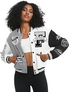 เสื้อแจ็กเก็ตผ้าฝ้ายขนแกะสำหรับสตรี100% เสื้อแจ็คเก็ตมหาวิทยาลัยเสื้อโค้ทปักลายขนสัตว์2025 - Product Image 2