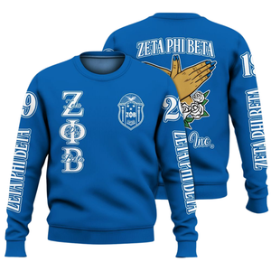 Sudadera con Cuello Redondo Zeta Phi Beta para Mujer, Ropa Griega de 1920, Sudadera Azul Bordada de la Hermandad - Product Image 3