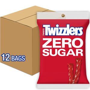 TWIZZLERS Zero Sugar Twists, bonbons à la saveur de fraise, style réglisse, sachets de bonbons moelleux, 5 oz (12 unités) - Product Image 1