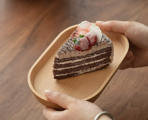 Christmas Decorative Wood Craft Oval <b>Tray</b> Handcrafted Wooden With Display Stand Wood Crafts - Product Image 6