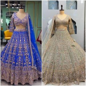 Conjunto de Lehenga Choli bordado tradicional exclusivo con ropa de fiesta nupcial elegante Dupatta para mujer para Diwali - Product Image 1