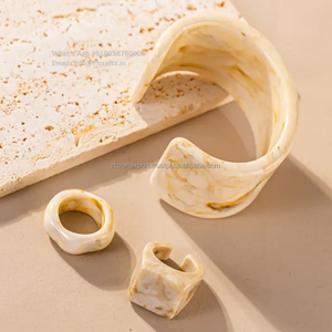 Handmade Fashion Jewelry Resin Bangle <b>Set</b> with Finger Ring Modern Resin Bangle <b>for</b> <b>Girls</b> Wedding Jewelry Resin Bracelet - Product Image 4