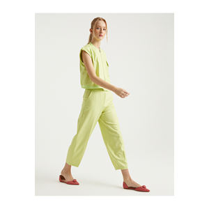 Pantalones de Mujer Estilo Urbano, Acampanados, Transpirables, de Spandex/Algodón, Tejido PU Teñido en Hilo, Corte Regular - Product Image 2