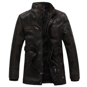 Chaqueta de cuero PU para hombre, nuevo estilo informal ajustado, abrigo de manga larga de Color sólido, cuello con capucha, lona de estilo motorista para todas las estaciones - Product Image 5