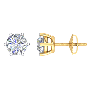Boucle d'oreille en or massif 18 carats pour femme Diamant rond de laboratoire de taille brillante pour fiançailles et cadeau - Product Image 1