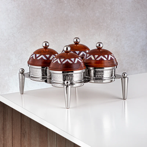 Cuencos de dátiles vidriados indios modernos de grado superior, cuenco de nueces y fruteros, diseño árabe tunecino de oro y plata - Product Image 5