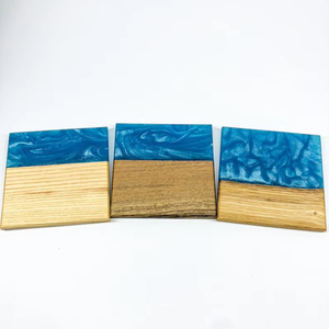 Posavasos de madera de resina de color personalizado, combina con cualquier tema interior | Calidad de exportación con posavasos de piedra con acabado pulido - Product Image 1