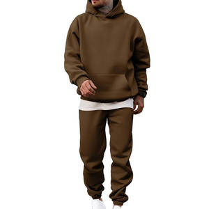 Ensemble de survêtement décontracté de qualité supérieure, pantalon de survêtement et sweat-shirt, poids lourd, uni, marque privée, vierge, 100% coton - Product Image 1