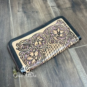 กระเป๋าสตางค์แบบมีซิปดีไซน์หนังวัวแท้สำหรับผู้หญิงกระเป๋าคลัทช์ที่ใส่บัตรหนังวัวแท้แฟชั่นแนววินเทจใหม่ - Product Image 1