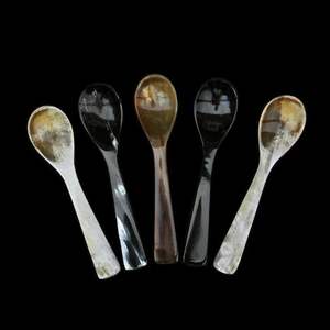 FOR QUALITY NATURAL BUFFALO HORN SPOON FOR COFFEE TEA <b>Wine</b> Horn Spoon Set Kitchenware Utensils Dinnerware Horn Spoons - Product Image 2