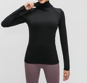 Chemise de compression à col haut personnalisée pour femmes en nylon souple extensible à manches longues approvisionnement d'usine OEM pour les commandes en gros - Product Image 5