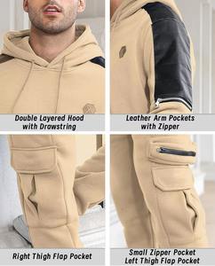 Survêtement d'hiver en coton épais pour homme, design à capuche évasée à épaules tombantes, impression en relief, strass, survêtement superposé - Product Image 4