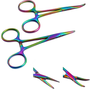 คีมหนีบสเตนเลสหลายสีรุ้ง KELLY hemostat 5นิ้วแบบตรงและโค้งสแตนเลสสตีลคู่มือได้รับการรับรอง CE Class II ใช้ซ้ำได้ - Product Image 4