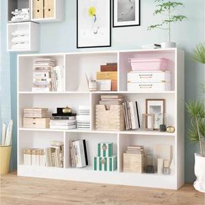 KS68241 Modern Children's <b>Bookshelf</b> 110x26x110cm Rubber Wood and Plastic Standing Type for Living Room or Office - Product Image 2