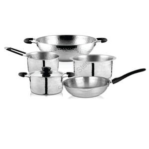 Juego de utensilios de cocina martillados ligeros de 5 piezas de acero inoxidable Premium de alta calidad Diseño elegante CLÁSICO - Product Image 2