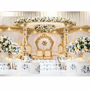 Mandaps de Madera Tallada para Bodas, Diseño Tradicional Hindú, Mandap con Pilares Dobles de Madera, Estilo Elegante, Canadá - Product Image 3