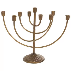 Le candélabre moderne en métal massif Judaica Hanukkah Menorah 9 ramifié est un bougeoir décoratif par décor impex - Product Image 4