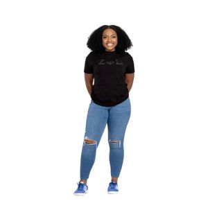 Zeta Phi Beta ZPHIB Longline Top da donna nero elegante stile tunica 100 in cotone abito da confraternita abito moda stile vita greco - Product Image 1