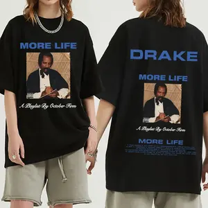 Camiseta Gráfica de Drake, del Álbum 'More Life', Estilo Vintage, Tejido Transpirable para Verano, Decoración con Cierre y Logotipo - Product Image 2