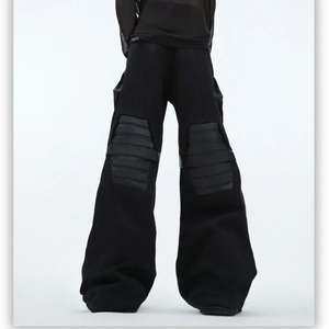 Niche Deconstruction Pantalones de cuero real Contraste Empalme Pierna recta suelta 2025 Patchwork Casual Pantalones masculinos - Product Image 1