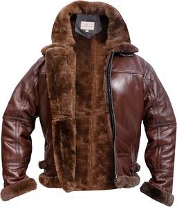 Chaqueta Bomber de Aviador con Forro de Piel de Oveja Auténtica para Invierno - Product Image 1