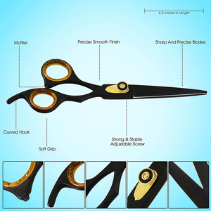 Professionnel 7 pouces bord coupe de cheveux couleur noire ciseaux de coiffeur léger en acier inoxydable barbier outil de beauté - Product Image 5
