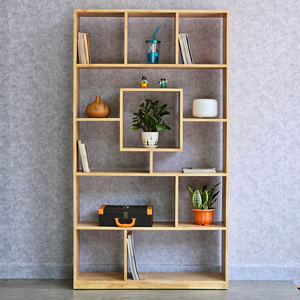 ชั้นวางหนังสือไม้ยางพารา 5 ชั้น 100x30x180 ซม. สำหรับห้องนั่งเล่น แบบตั้งพื้น โครงเหล็ก - Product Image 5