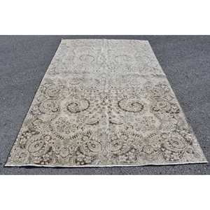 Alfombra Vintage de Lana Turca para Pasillo y Habitación de Látex, Diseño Rectangular de Gran Área, Estilo Clásico, Beige, Marrón, 6.5ft X 9.6ft - Product Image 1