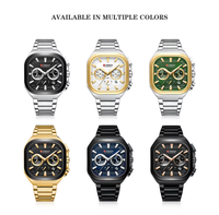 Montre-bracelet à quartz pour homme, boîtier carré en alliage, bracelet en acier inoxydable, cadran à échelle mixte, montre tendance