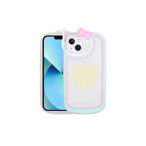 Coque de téléphone en silicone transparente Netzy Luxury Cat Figure pour iPhone 13 11 Pro - Série Rhythmic pour Pop Socket Electroplate - Product Image 1