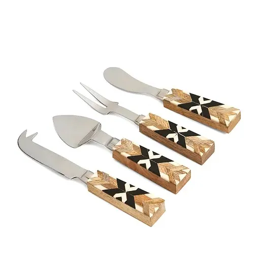 Thép không gỉ salad muỗng với xoài gỗ xử lý và nhựa Inlay cho home & khách sạn muỗng bởi HS Craft impex