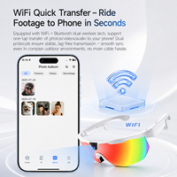 Lunettes de sport intelligentes HD 1080P avec caméra unique pour vidéo, Wi-Fi, batterie 290 mAh, étanches IP66, traduction IA en temps réel, commande vocale IA