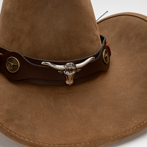 Vaquero para hombres Mujeres Sombrero de vaquera Estilo tejano Sombreros de fieltro de ala ancha Vintage Retro Cuero Occidental - Product Image 6