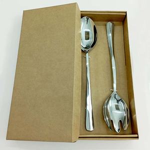 Ensemble de serveurs à salade en acier inoxydable, poli argent avec poignée faite à la main en forme de barre plate ensemble de serveurs à salade de haute qualité pour la maison - Product Image 5