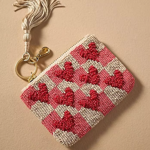 Monedero de Verano con Cuentas Estilo Preppy, Bolso Vintage para Mujer, Cartera de Moda con Bordado, Cadenas, Flores, Letras Decorativas, Cierre de Cremallera y Botón, PU - Product Image 1