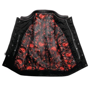 Gilet de moto en toile respirant coupe-vent à fermeture éclair réversible sur mesure, veste de cow-boy d'hiver en cuir avec broderie 3D pour hommes et femmes - Product Image 3