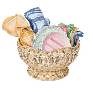 Bol à fleurs en rotin tissé à la main, centre de table en osier, bol décoratif en rotin naturel pour la décoration de table de mariage, l'aménagement de la maison - Product Image 1