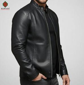 Handmade <b>Synthetic</b> <b>Leather</b> Bomber Jacket | Mandarin Zipper Front Winter Solid Casual Symmetrical Design Slim Fit OEM Service - Product Image 6