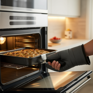 Pinze da Forno Ilsa in Acciaio Inossidabile con Manico Nero 9x7 cm e Guanti da Forno - Product Image 3