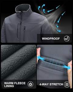 Chaqueta softshell para hombre, ligera, cálida, transpirable, impermeable, cortavientos y duradera, perfecta para senderismo, camping y trekking al aire libre. - Product Image 6