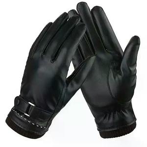 Gants d'hiver en cuir véritable noir pour homme et femme, imperméables et protecteurs, avec logo personnalisé - Product Image 1