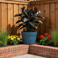 Ensemble de 3 pots à plantes en céramique Mdj, ronds, bleus texturés, pour l'intérieur, l'extérieur, la maison, le jardin, les jardinières à fleurs
