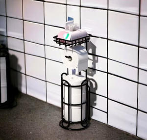 Customized Size And Design New Multifunctional <b>Standing</b> Stainless Steel Black Free <b>Standing</b> <b>Toilet</b> Paper <b>Holder</b> - Product Image 1