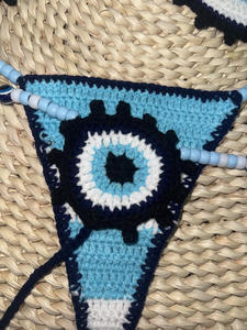 Bikini de Ganchillo Hecho a Mano Personalizado 2025 y Trajes de Baño de Lujo en Azul Cielo con Decoración de Cristales de Imitación - Product Image 5