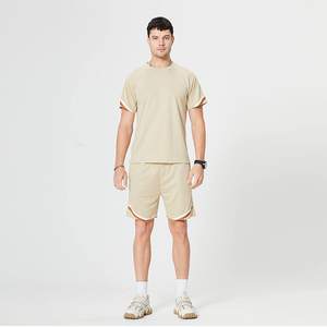 Hommes décontracté été Jogging Gym course Sport costume en gros personnalisé nouvelle mode à manches courtes t-shirt short ensemble respirant coton - Product Image 4