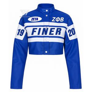 Vêtements grecs Zeta Phi Beta Sorority Veste de course de moto en similicuir Accessoires grecs - Product Image 1