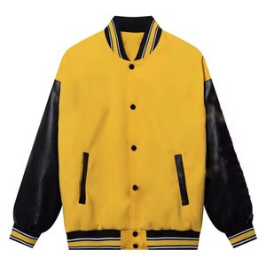 Veste d'université à manches en cuir véritable en laine - Product Image 1