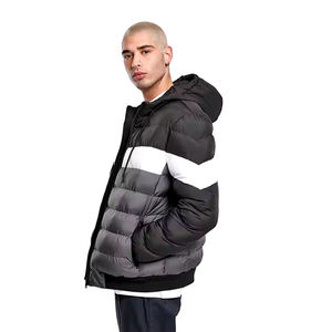 Veste d'hiver à capuche de style rue pour hommes, support personnalisé, chaud, épais, matelassé et rembourré, design de blocs contrastés pour l'extérieur - Product Image 2