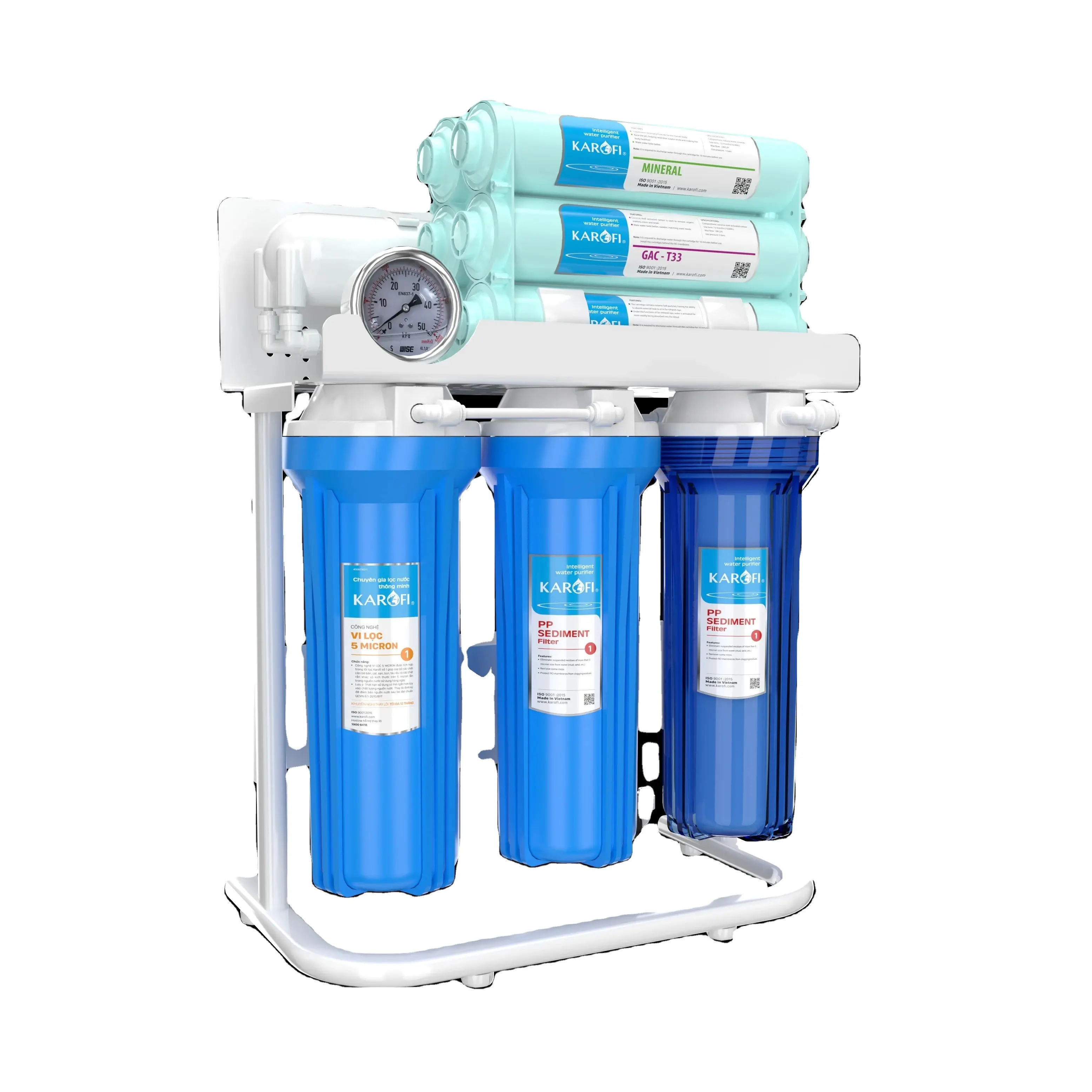 Karofi 100GDP Reverse Osmosis System with high-performance functional filter HP Set with stand and gauge