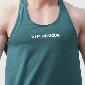 Débardeur de fitness Pro Grip vert foncé pour homme avec capuche, taille XL, maillot de sport uni à motif 3D pour la musculation et l'entraînement en salle - Product Image 5